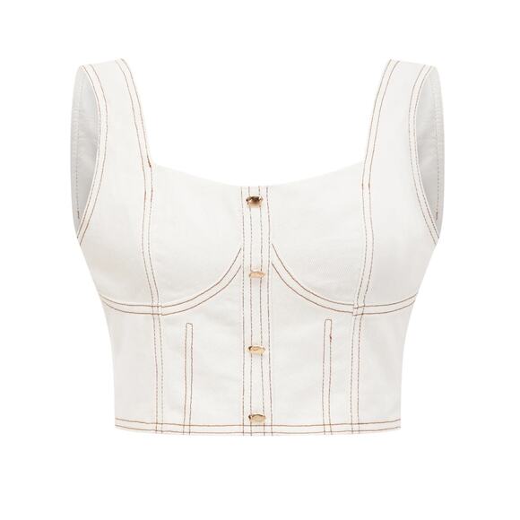 Miss Rosier Brielle Denim top size small - Picture 1 of 13